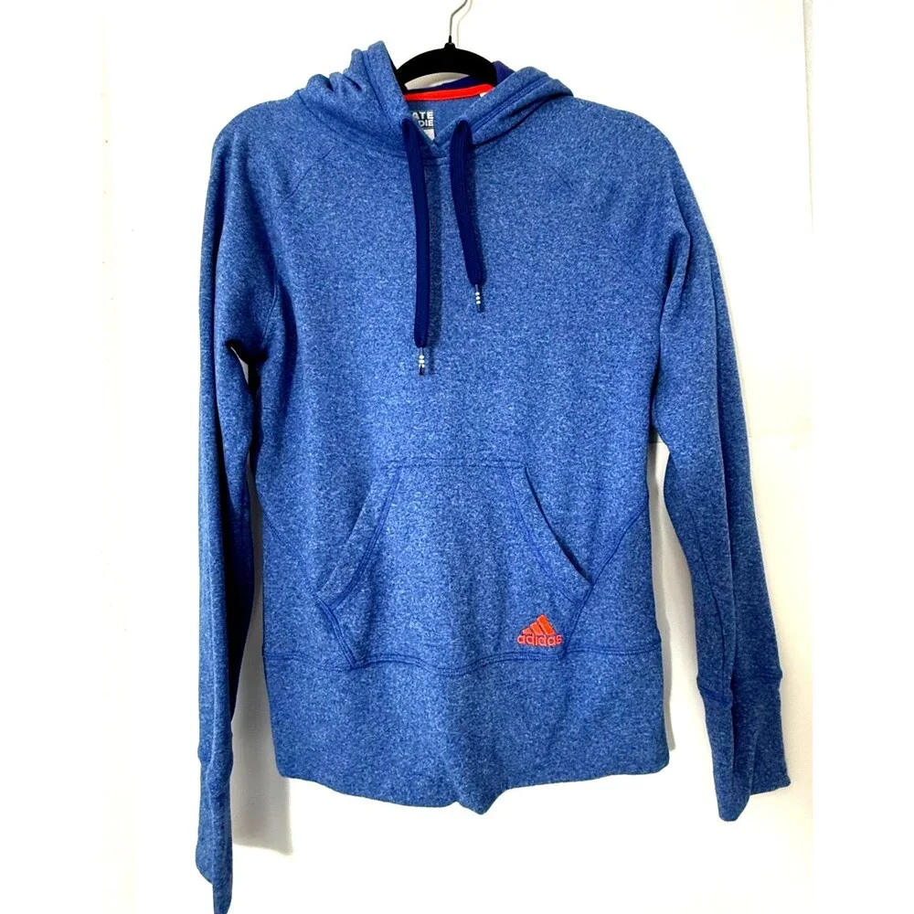 Adidas Hoodie Mens M Blue Pullover Sweatshirt Athletic Kangaroo Pocket